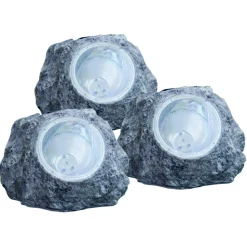 Set De Lampes Rocaille Globo Solar Led Gris, 3 Lumieres