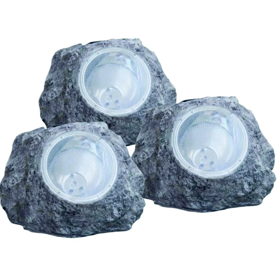 Set De Lampes Rocaille Globo Solar Led Gris, 3 Lumieres