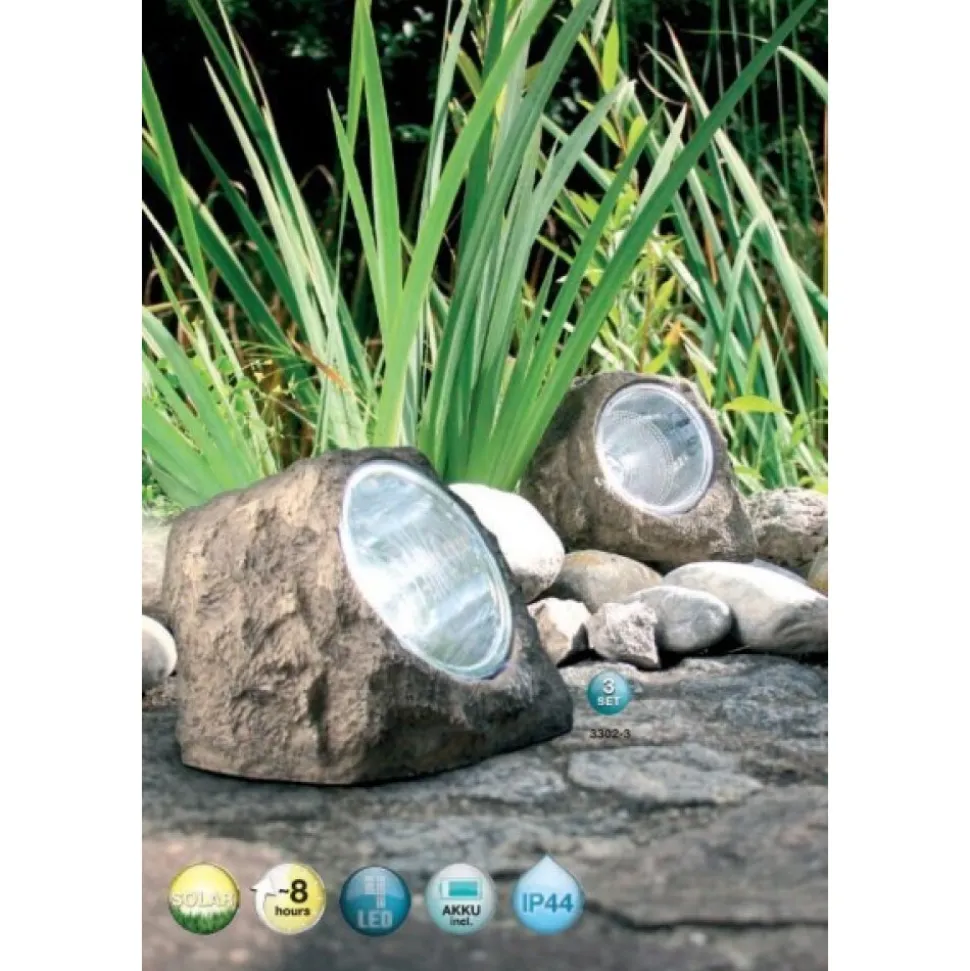 Set De Lampes Rocaille Globo Solar Led Gris, 3 Lumieres