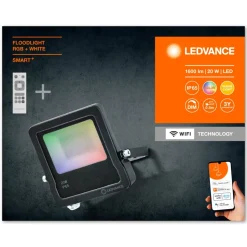 Spot De Jardin Ledvance Smart+ Anthracite, 1 Lumiere, Telecommandes, Changeur De Couleurs