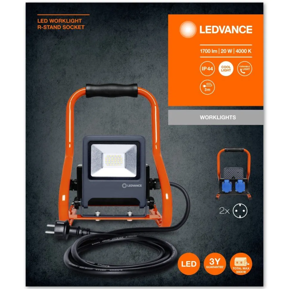 Spot De Jardin Ledvance Worklights Gris, Orange, 1 Lumiere