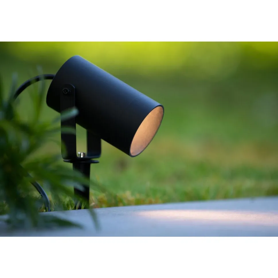 Spot De Jardin Lucide Taylor Noir, 1 Lumiere, Detecteur De Mouvement