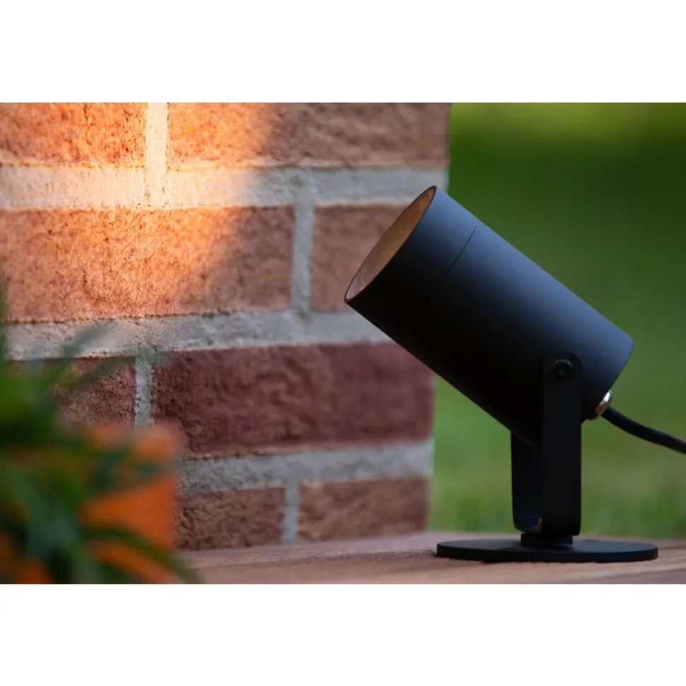 Spot De Jardin Lucide Taylor Noir, 1 Lumiere, Detecteur De Mouvement