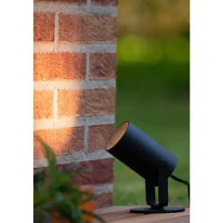 Spot De Jardin Lucide Taylor Noir, 1 Lumiere, Detecteur De Mouvement