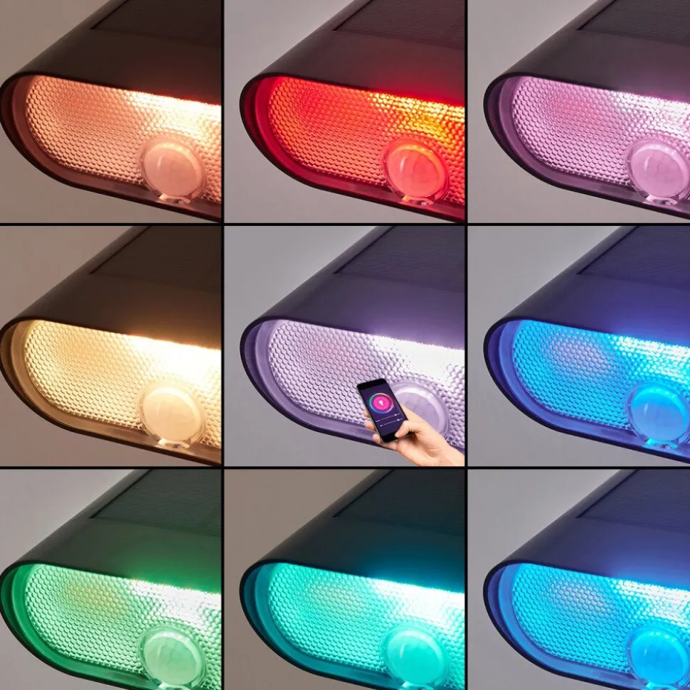 Spot De Jardinusmagama Solar Led Noir, 1 Lumiere, Detecteur De Mouvement, Changeur De Couleurs
