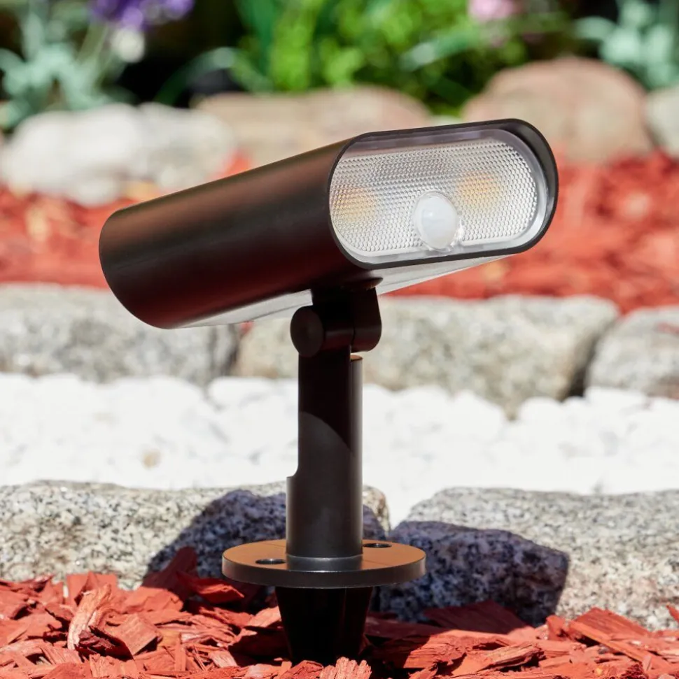 Spot De Jardinusmagama Solar Led Noir, 1 Lumiere, Detecteur De Mouvement, Changeur De Couleurs