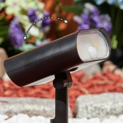 Spot De Jardinusmagama Solar Led Noir, 1 Lumiere, Detecteur De Mouvement, Changeur De Couleurs