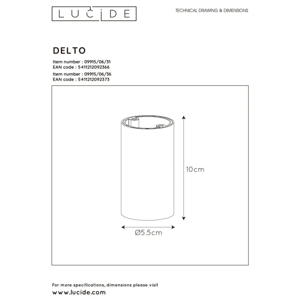 Spot De Plafond Lucide Delto Led Blanc, 1 Lumiere