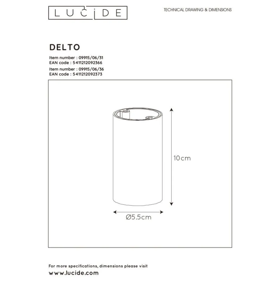 Spot De Plafond Lucide Delto Led Gris, 1 Lumiere