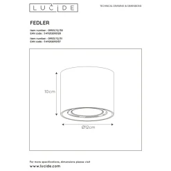 Spot De Plafond Lucide Fedler Blanc, 1 Lumiere