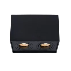Spot De Plafond Lucide Tube Noir, 2 Lumieres