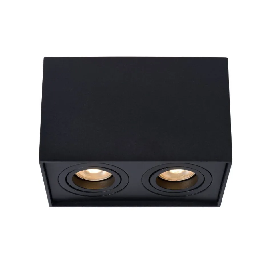 Spot De Plafond Lucide Tube Noir, 2 Lumieres