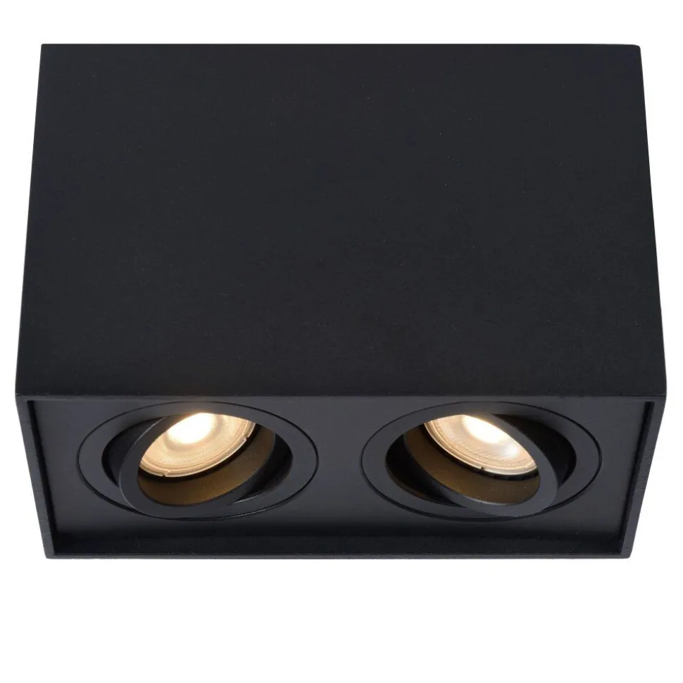 Spot De Plafond Lucide Tube Noir, 2 Lumieres