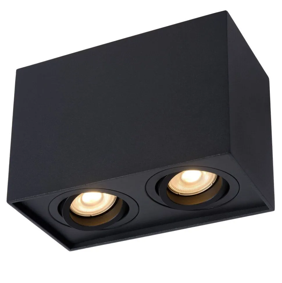 Spot De Plafond Lucide Tube Noir, 2 Lumieres