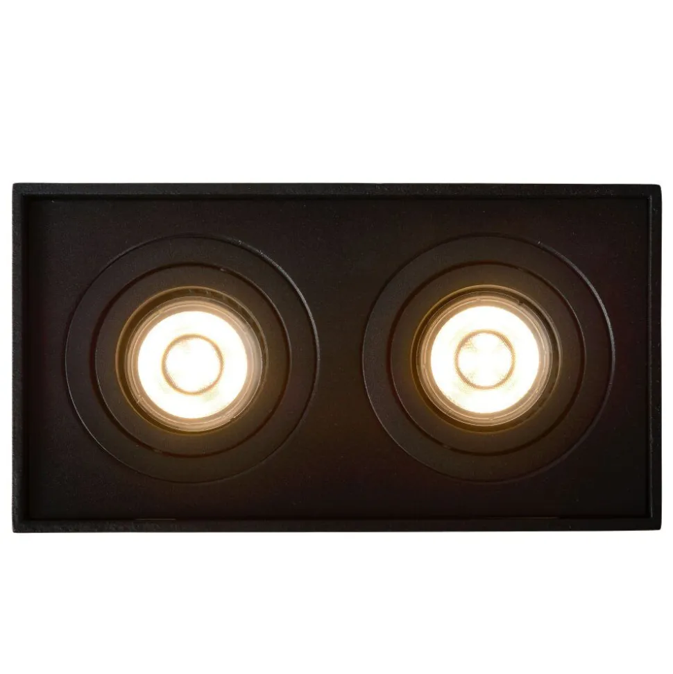 Spot De Plafond Lucide Tube Noir, 2 Lumieres