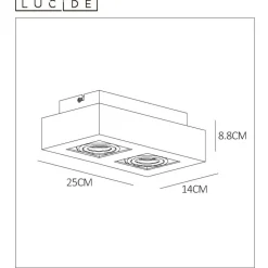 Spot De Plafond Lucide Xirax Led Noir, 2 Lumieres