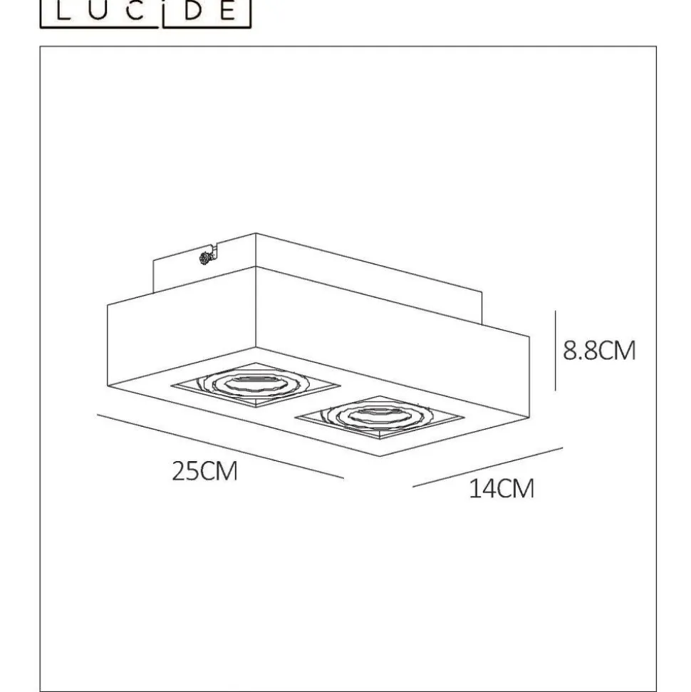 Spot De Plafond Lucide Xirax Led Noir, 2 Lumieres