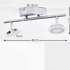 Spot De Plafond Lucy Led Chrome, 2 Lumieres, Telecommandes, Changeur De Couleurs