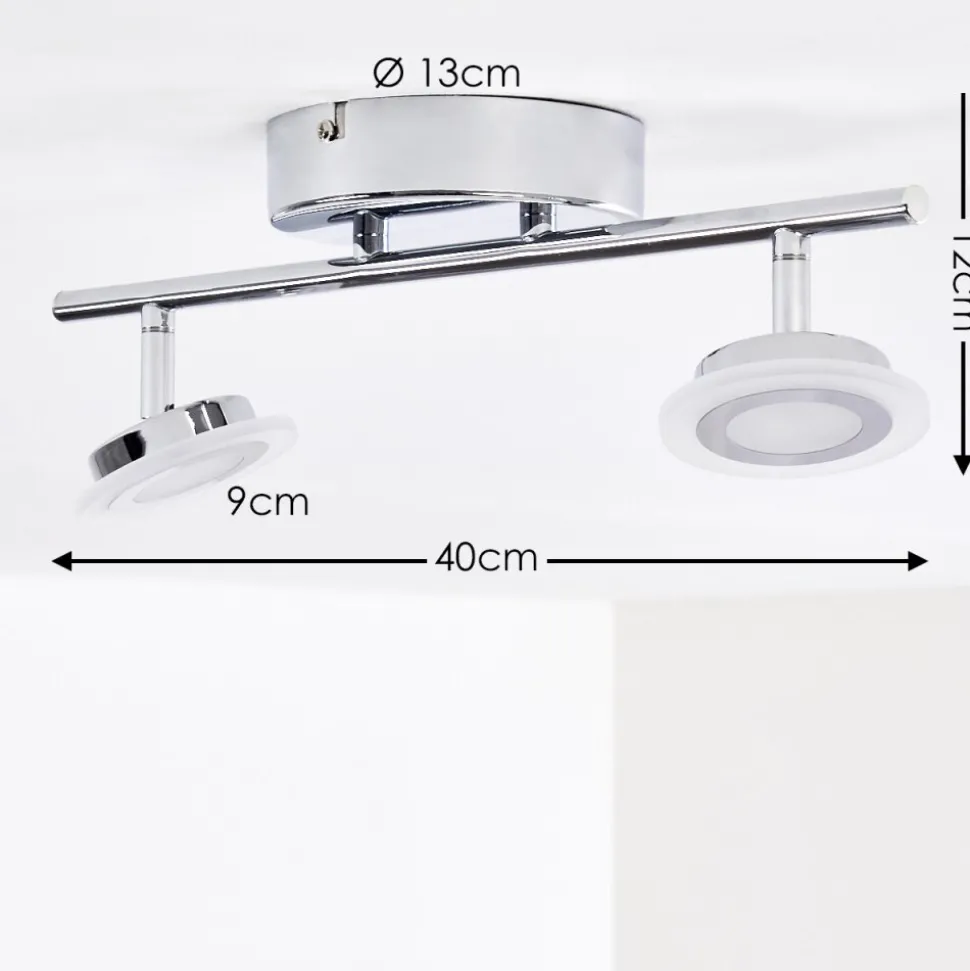 Spot De Plafond Lucy Led Chrome, 2 Lumieres, Telecommandes, Changeur De Couleurs