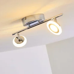 Spot De Plafond Lucy Led Chrome, 2 Lumieres, Telecommandes, Changeur De Couleurs