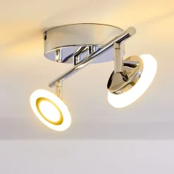 Spot De Plafond Lucy Led Chrome, 2 Lumieres, Telecommandes, Changeur De Couleurs