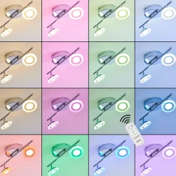 Spot De Plafond Lucy Led Chrome, 2 Lumieres, Telecommandes, Changeur De Couleurs