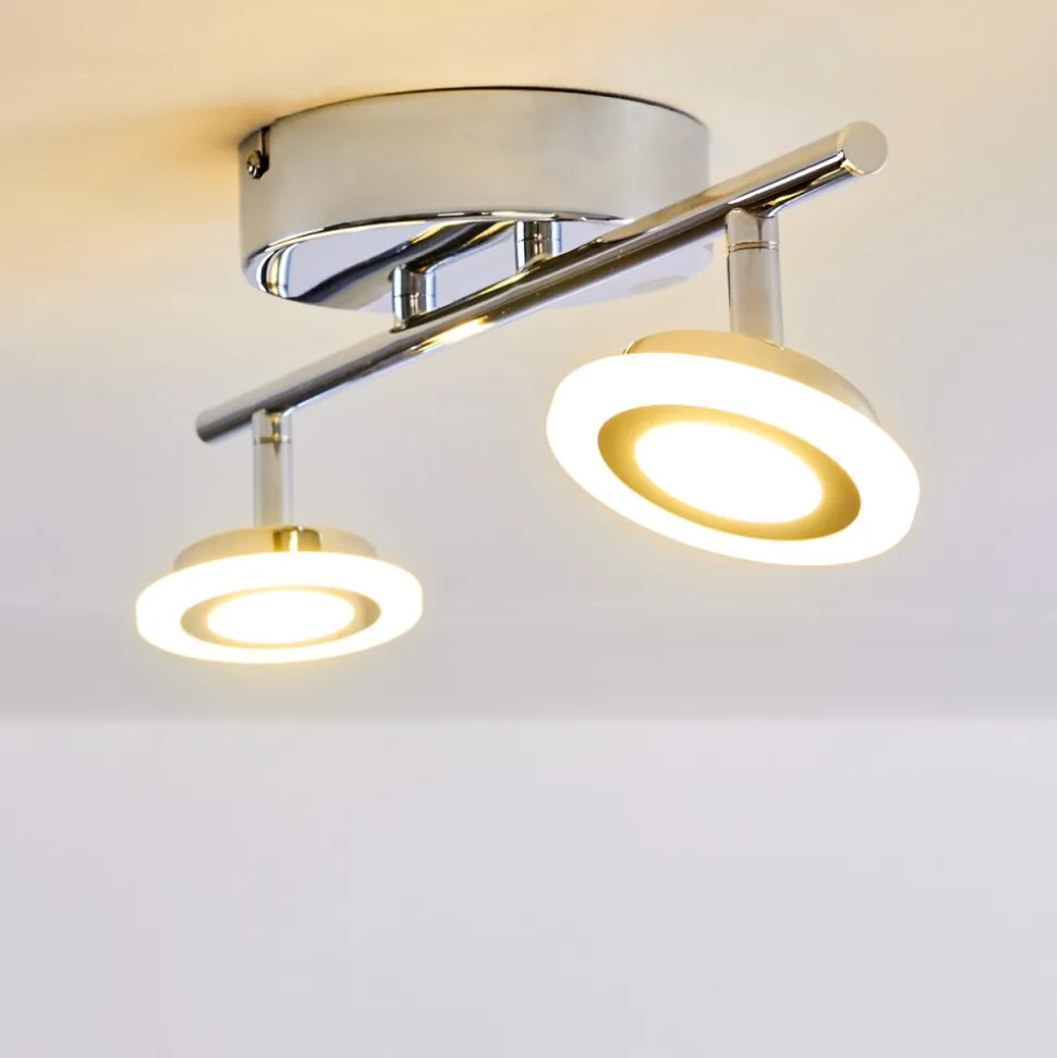 Spot De Plafond Lucy Led Chrome, 2 Lumieres, Telecommandes, Changeur De Couleurs