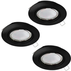 Spot Encastrable Eglo Peneto Led Noir, 3 Lumieres