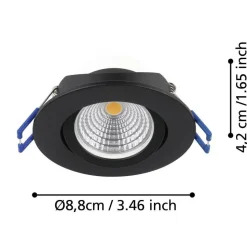 Spot Encastrable Eglo Saliceto Led Noir, 3 Lumieres