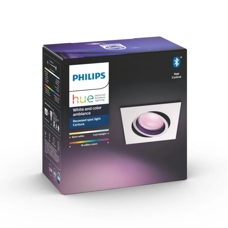Spot Encastrable, Kit D'Extension Philips Hue Ambiance White & Color Centura Blanc, 1 Lumiere, Changeur De Couleurs
