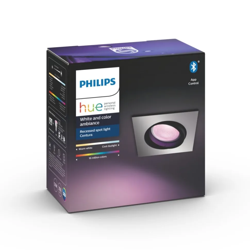Spot Encastrable, Kit D'Extension Philips Hue Ambiance White & Color Centura Argente, 1 Lumiere, Changeur De Couleurs