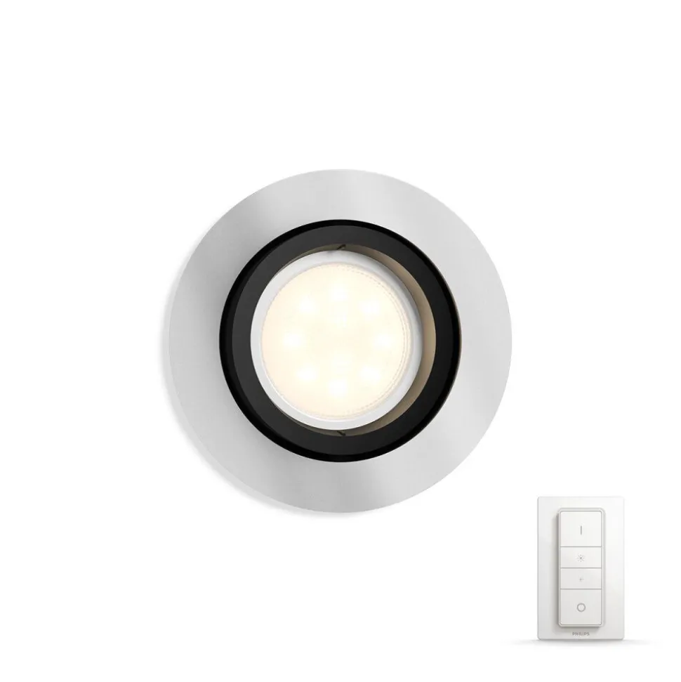 Spot Encastrable, Kit D'Extension Philips Hue Ambiance White Milliskin Argente, 1 Lumiere, Telecommandes