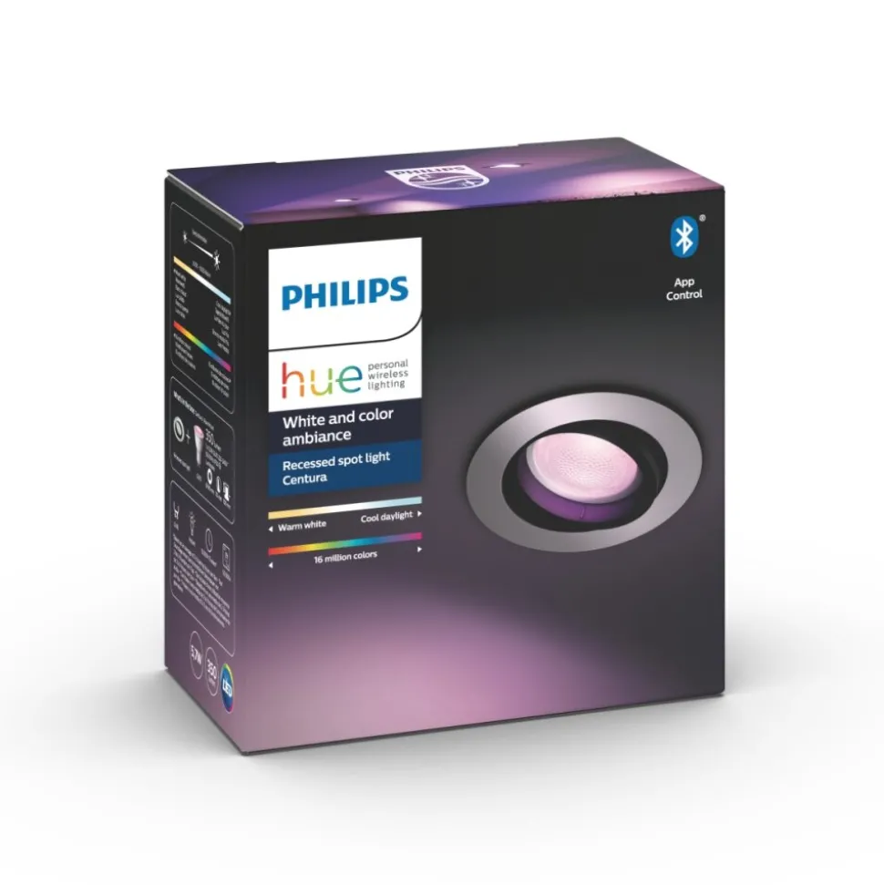 Spot Encastrable, Kit D'Extension Philips Hue Ambiance White & Color Centura Argente, 1 Lumiere, Changeur De Couleurs
