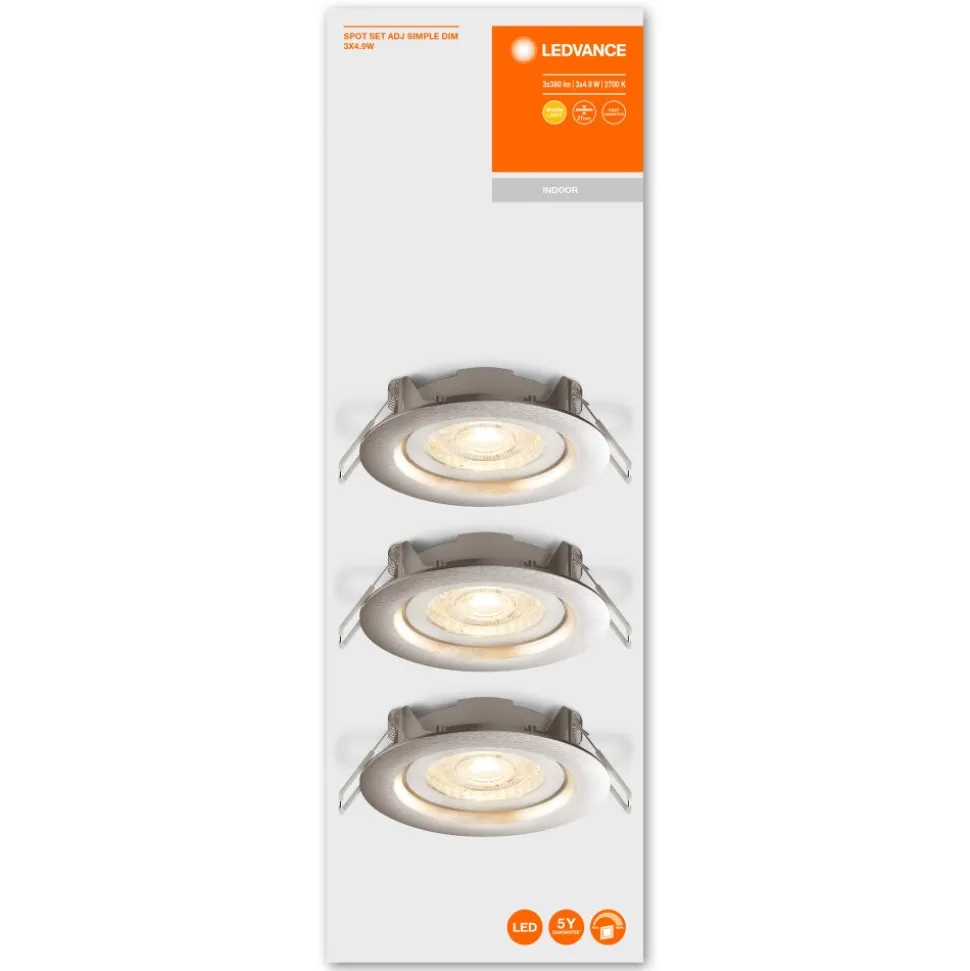 Spot Encastrable Ledvance Spot Acier Inoxydable, 3 Lumieres
