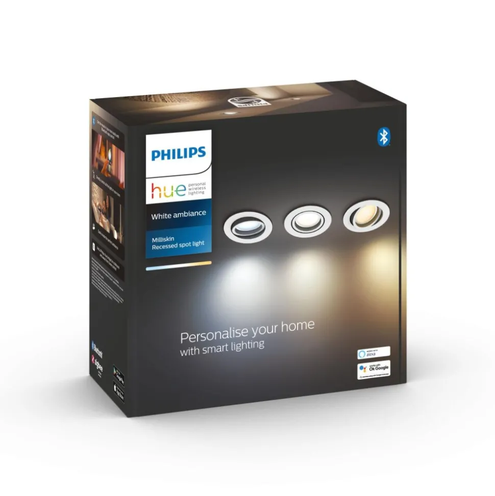 Spot Encastrable Philips Hue Milliskin Led Blanc, 3 Lumieres