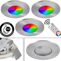 Spot Encastrable Set X 3 Idual Performa Led Acier Inoxydable, 1 Lumiere, Telecommandes, Changeur De Couleurs