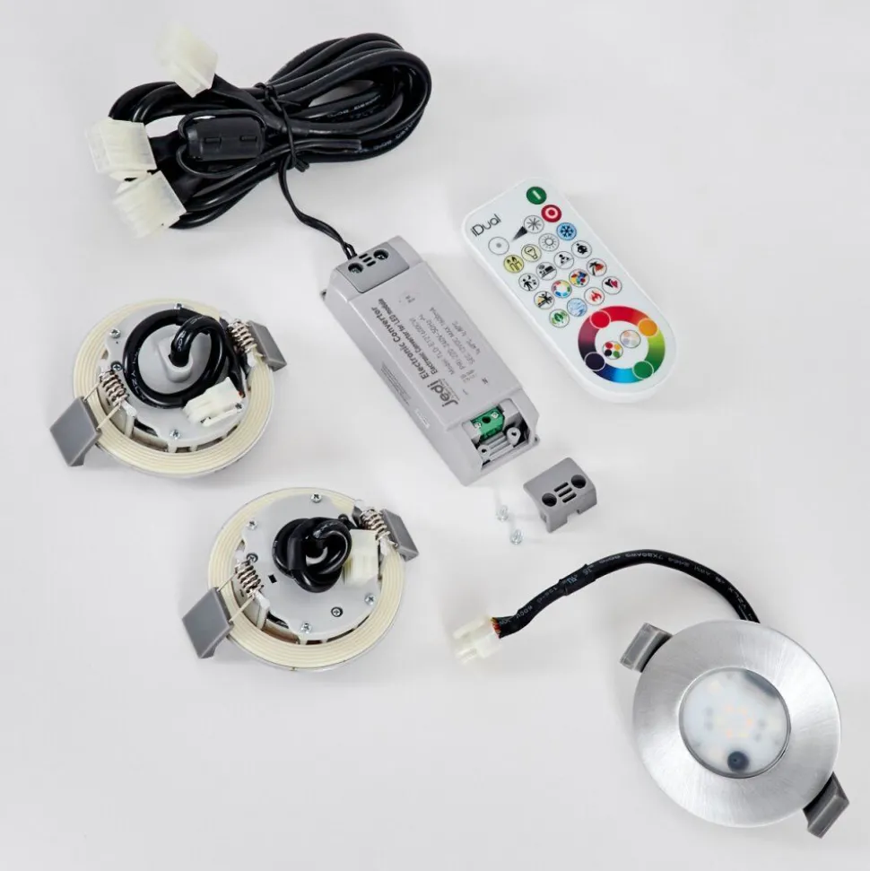 Spot Encastrable Set X 3 Idual Performa Led Acier Inoxydable, 1 Lumiere, Telecommandes, Changeur De Couleurs