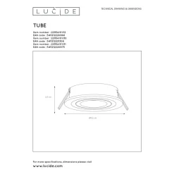 Spot Lucide Tube Blanc, 1 Lumiere
