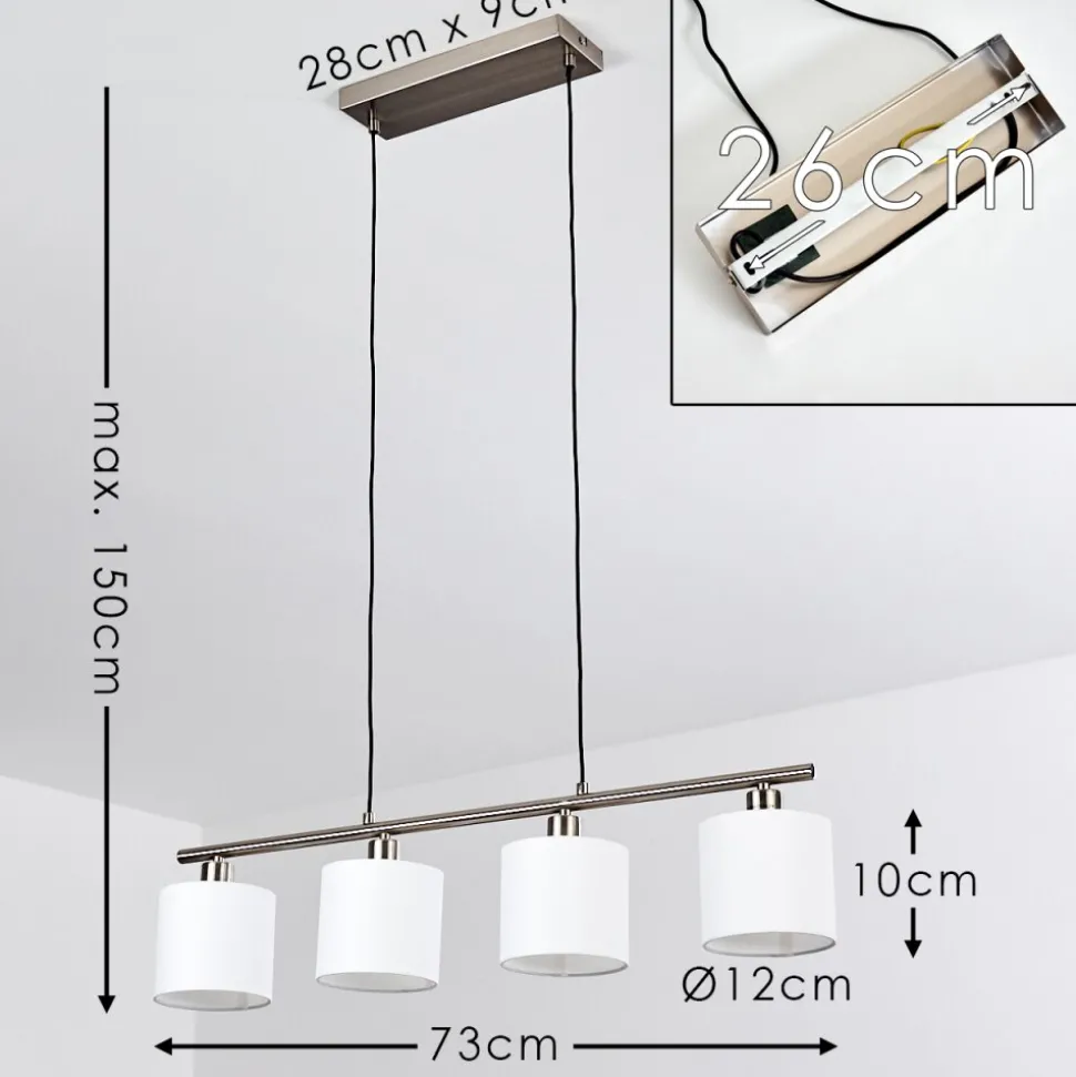 Suspension Alsen Nickel Mat, 4 Lumieres