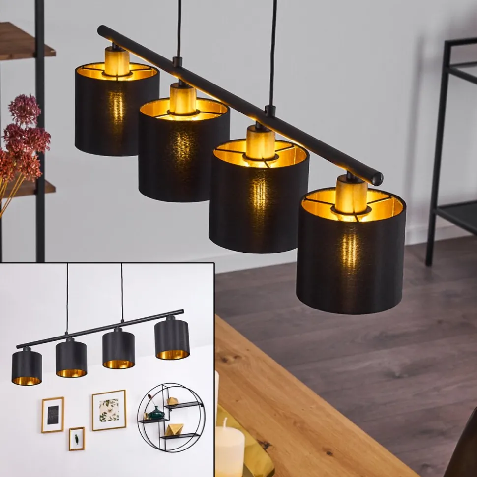 Suspension Alsen Noir, 4 Lumieres