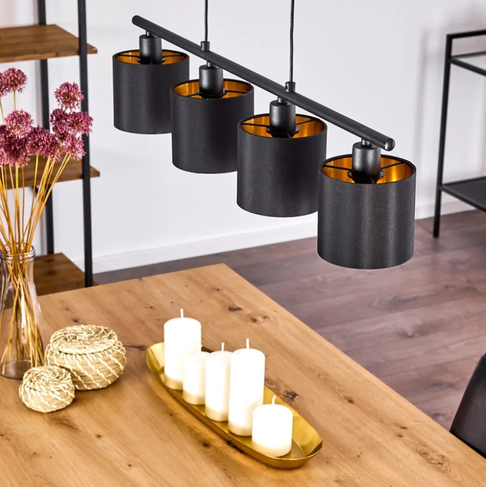 Suspension Alsen Noir, 4 Lumieres