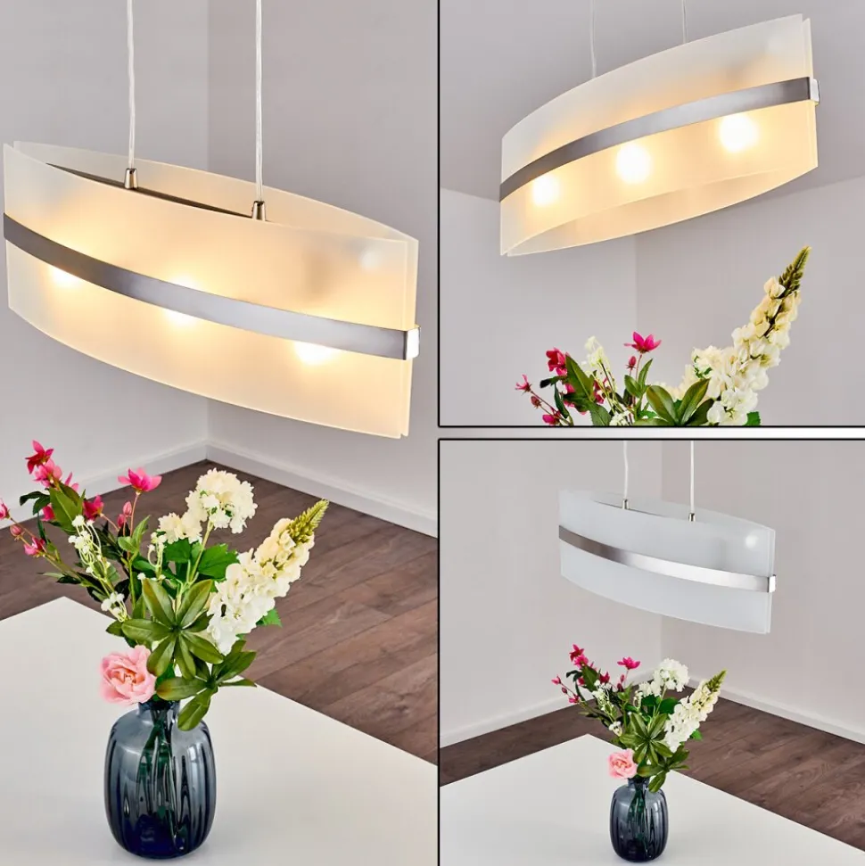 Suspension Avellino Acier Inoxydable, Blanc, 3 Lumieres