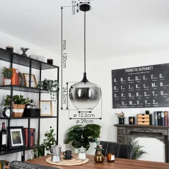 Suspension Azurara Noir, 1 Lumiere