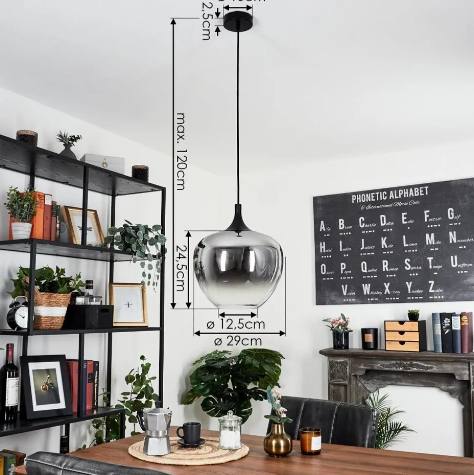 Suspension Azurara Noir, 1 Lumiere
