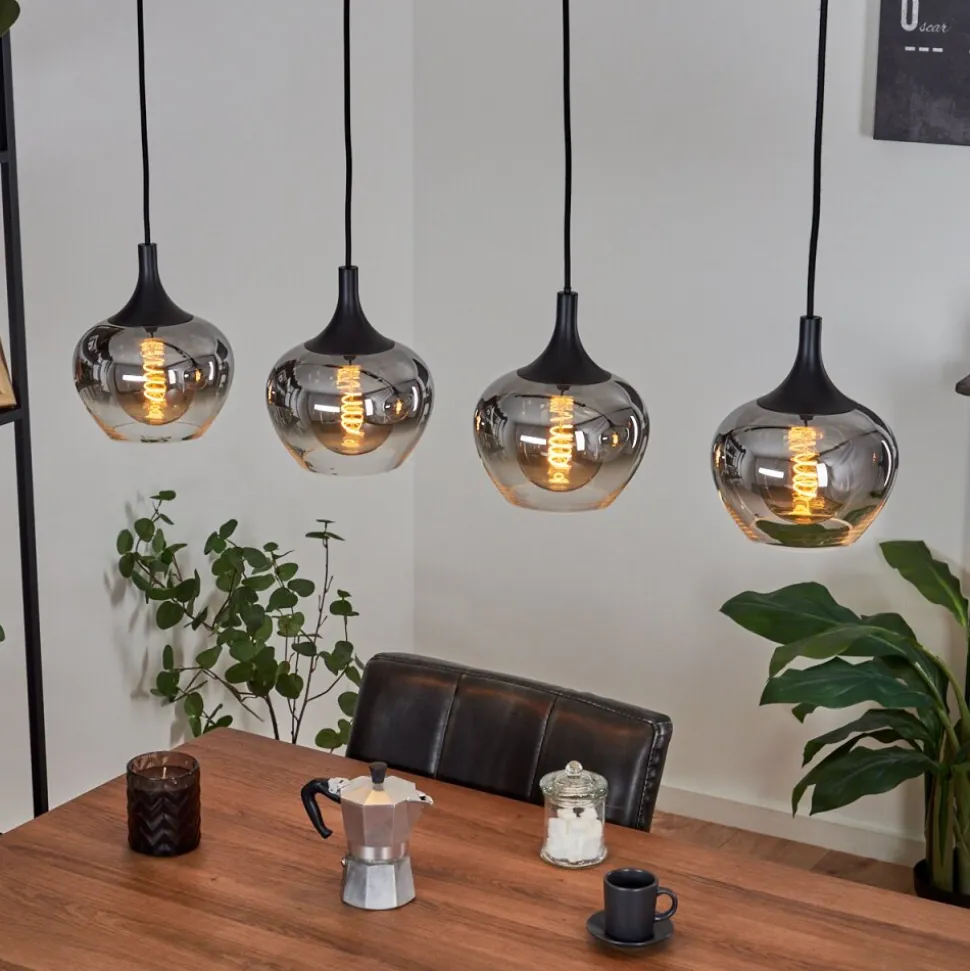 Suspension Azurara Noir, 4 Lumieres