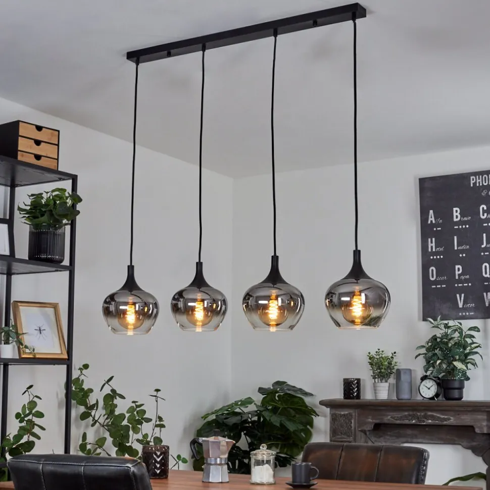 Suspension Azurara Noir, 4 Lumieres
