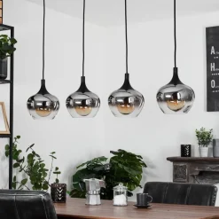 Suspension Azurara Noir, 4 Lumieres