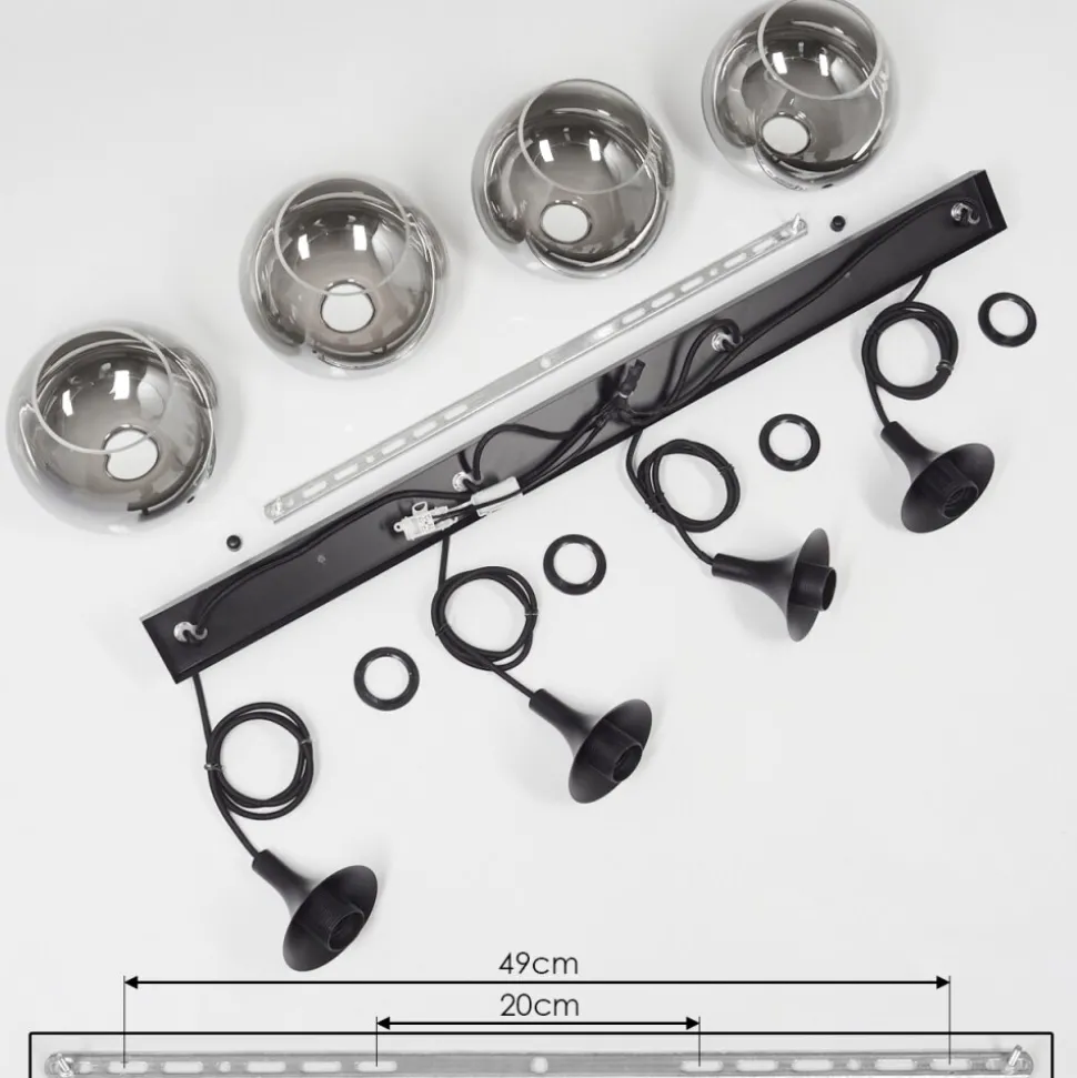 Suspension Azurara Noir, 4 Lumieres