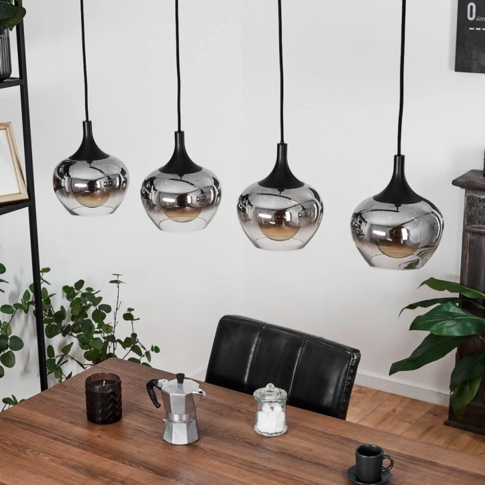 Suspension Azurara Noir, 4 Lumieres