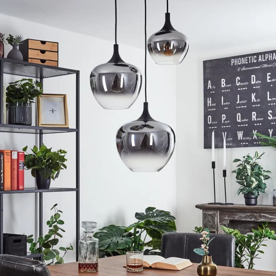 Suspension Azurara Noir, 3 Lumieres